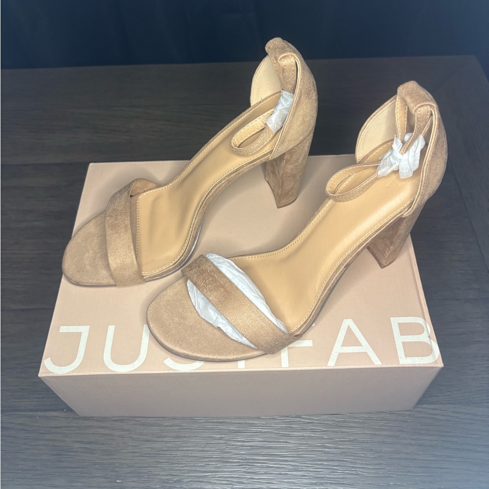 JustFab Lorelai Beige Heeled Sandals